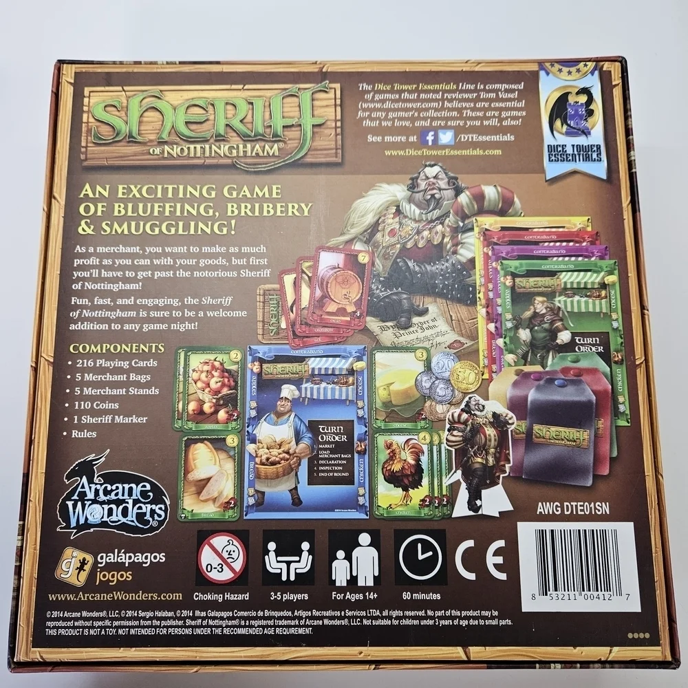 Sheriff of Nottingham Complete Board Game 1st First Edition 2014 Manual